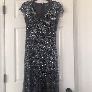 Long sequence dark grey dress
